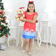 Santa Claus Girl Trapeze Dress and Teddy Bear, Christmas Holiday