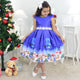 Santa Claus Theme Girl Blue Dress, Christmas Holiday