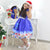 Santa Claus Theme Girl Blue Dress and Santa Hat - Dress
