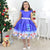 Santa Claus Theme Girl Blue Dress Matching Helo Doll and Girl - Dress
