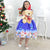 Santa Claus Theme Girl Blue Dress and Teddy Bear Christmas Holiday - Dress
