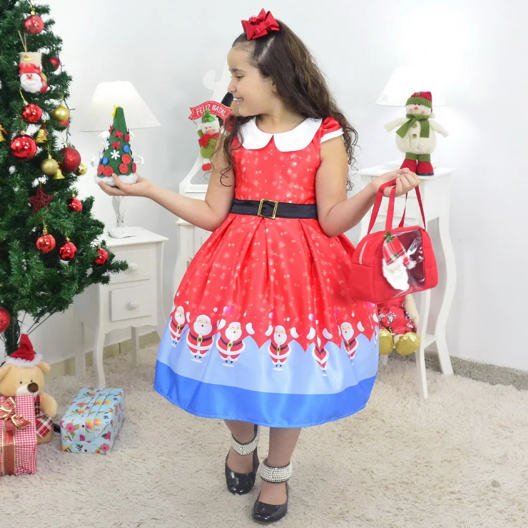 Santa Claus Theme Girl Dress, Bag and Christmas Tree To Assemble 6-12 months US numeric Santa Claus Theme Girl Dress, Bag and Christmas Tree To Assemble 6-12 months US numeric