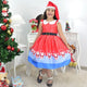 Vestido de niña con tema de Papá Noel y gorro de Papá Noel, vacaciones de Navidad