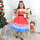 Santa Claus Theme Girl Dress and Teddy Bear, Christmas Holiday