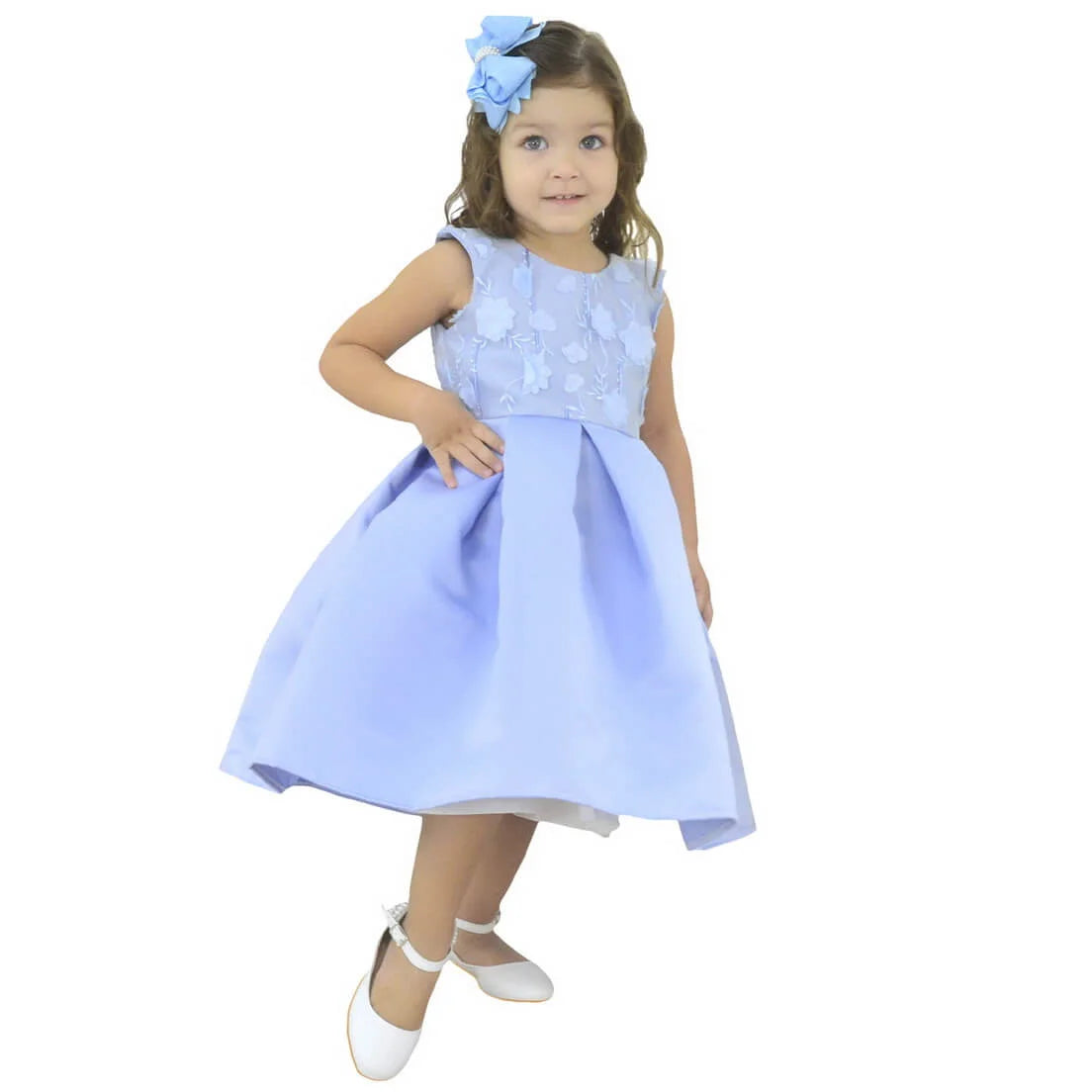 blue dress for baby girl Blue Long Sleeve Flower Girl Dress For Birthday Pageant D211 Blue / Child-3 main image 1