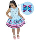 Tik Tok Blue Dress, Birthday Baby and Girl Clothes + Hair Bow