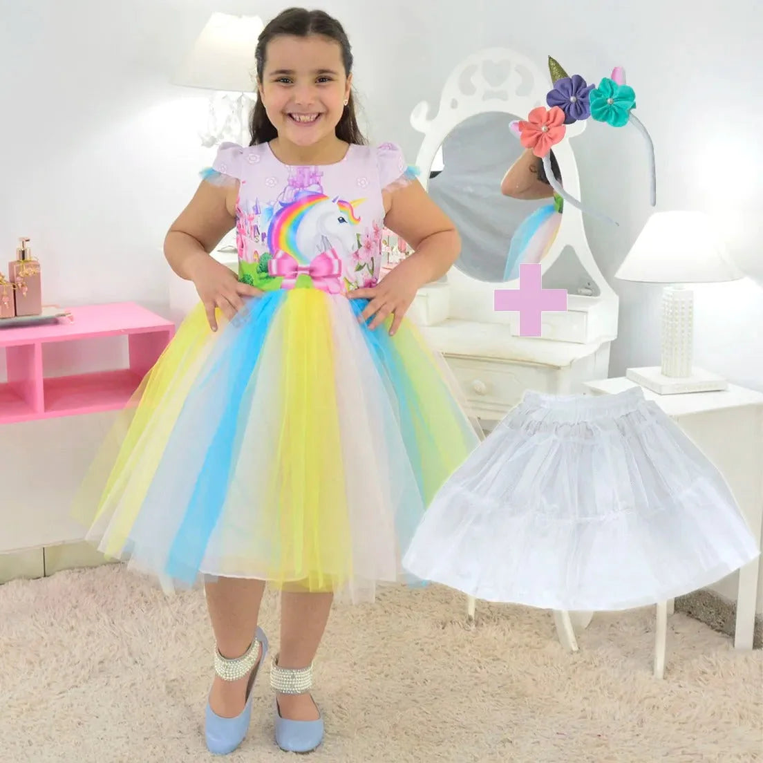 Vestido Infantil Vestidos De Baño De Unicornio Para Niñas