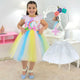 Unicorn Dress With Colorful Tutu(Tulle) + Headband + Girl Petticoat, Birthday Baby Girl
