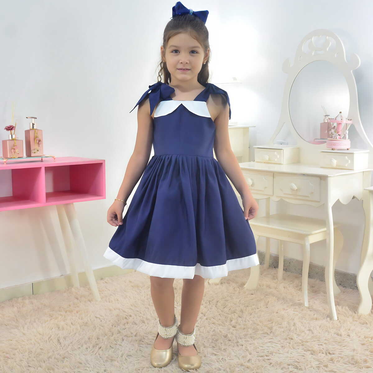 Elegant Casual Blue Girl's Dress 4T US numeric