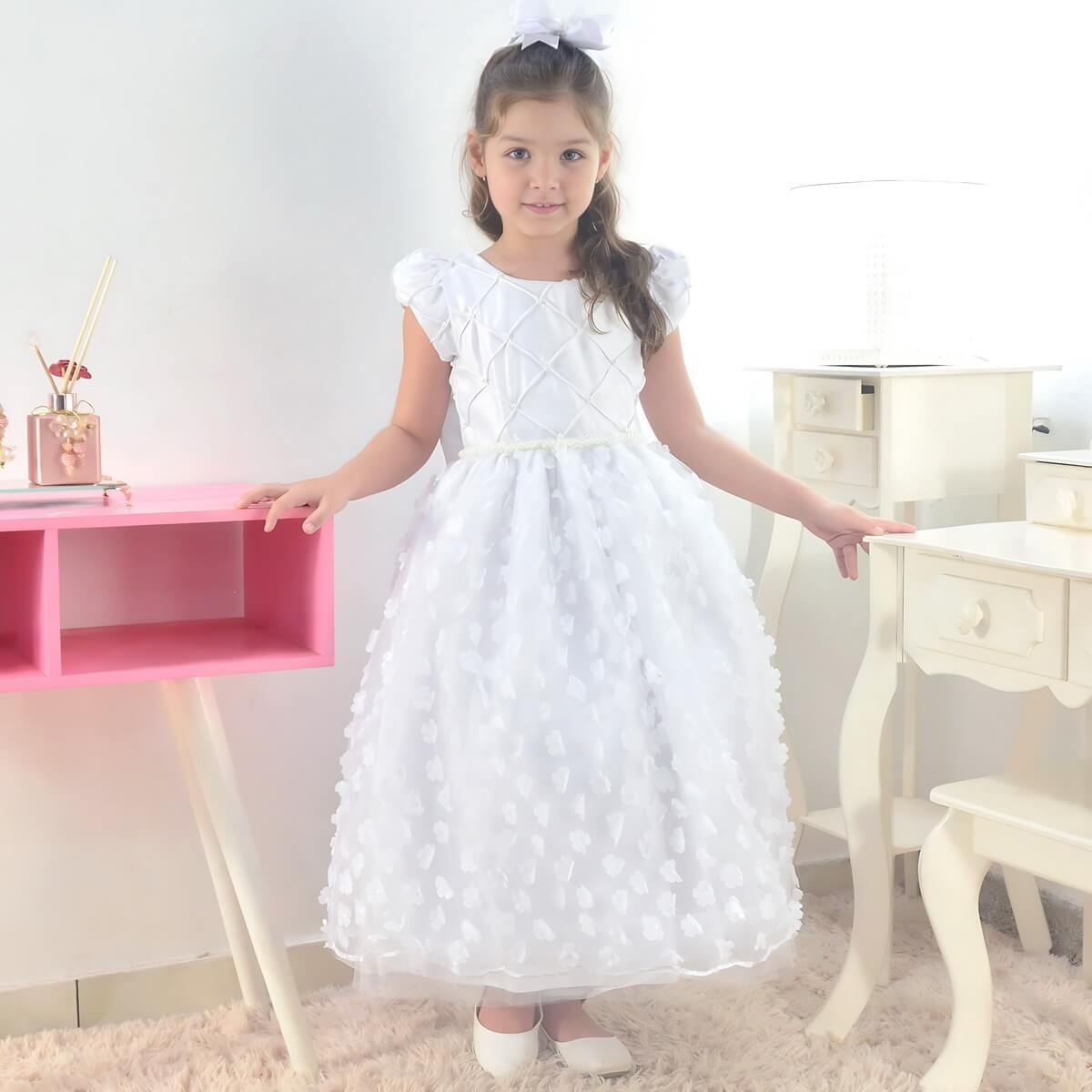 blue dress for baby girl Junior bridesmaid dress with embroidered lace Baby dress tulle Flower girl  dress long skirt Communion girl dress main image 1