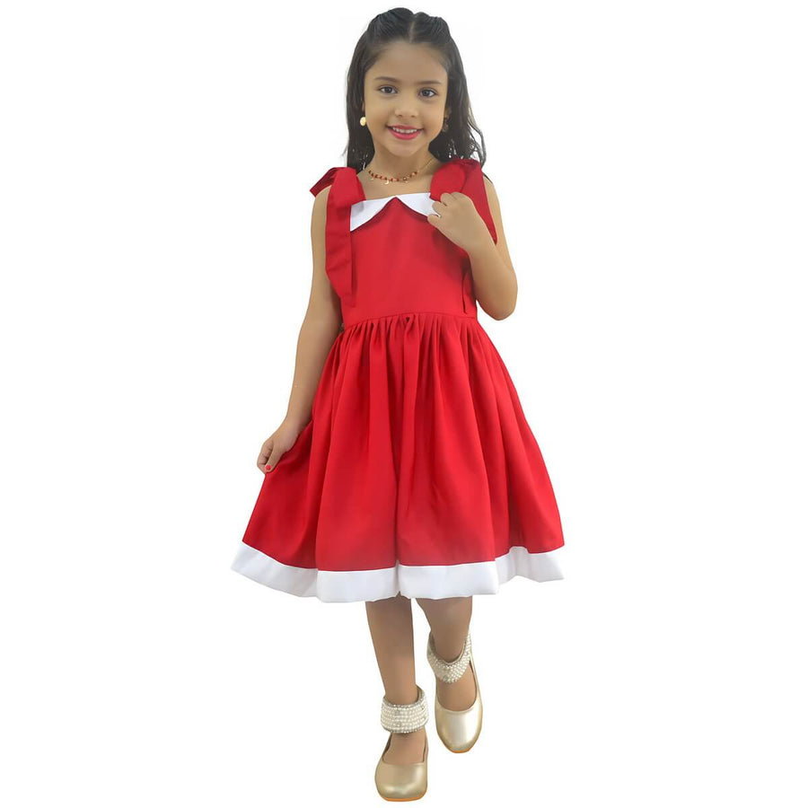 Elegant Casual Red Girl's Dress + Hair Bow - photo 9