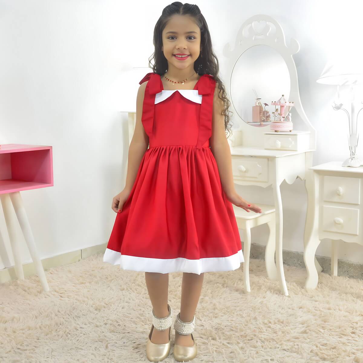 girls red casual dress Girls Red and Pink Roses Maxi Dress- Maxi Dress, Gift for her, school