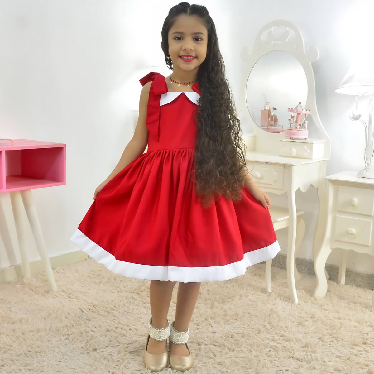Elegant Casual Red Girl's Dress 9 US Numeric