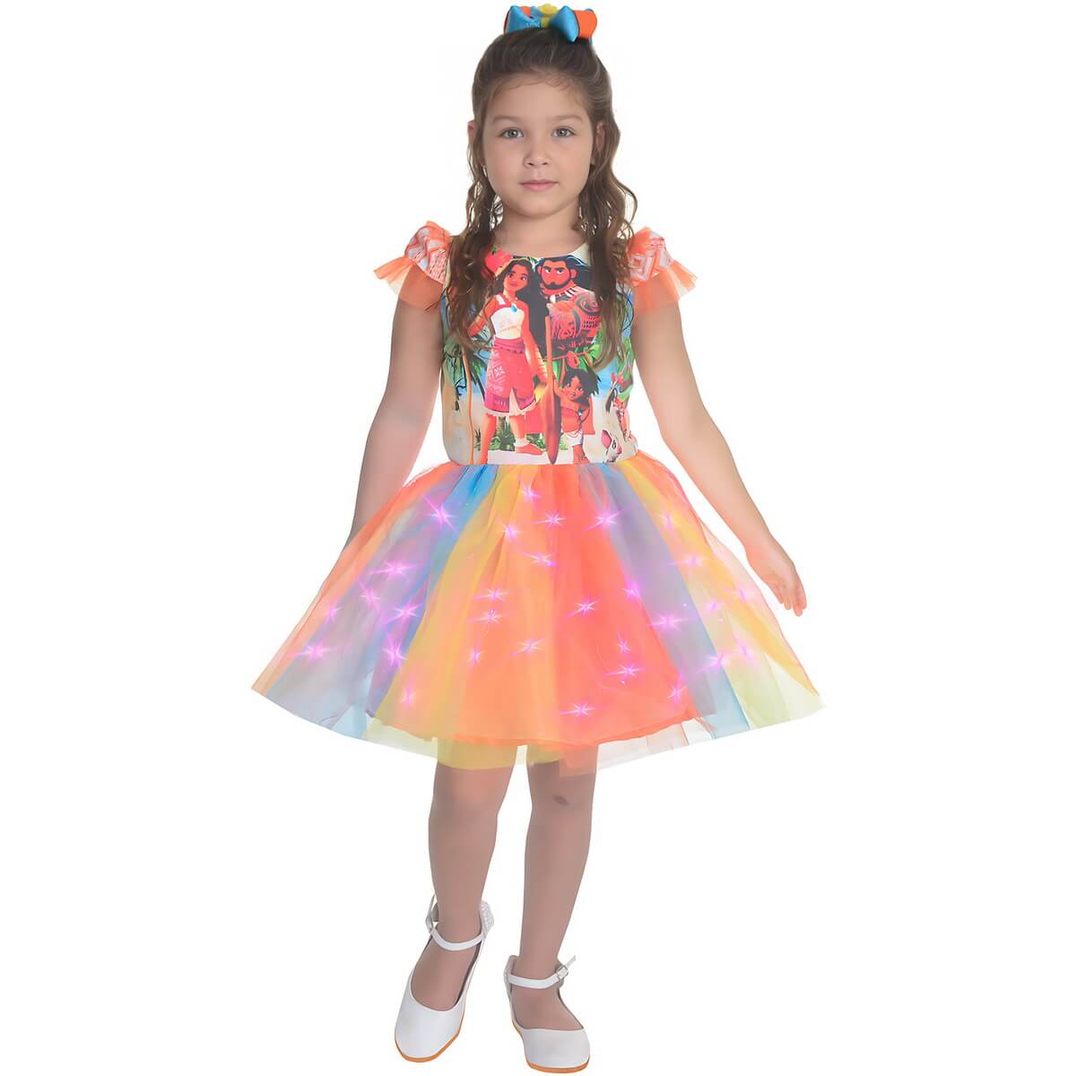 Moana 2 Skirt Colorful Tutu Dress with LED + Elegant Hair Ornament Moderna Meninas Moana 2 Skirt Colorful Tutu Dress with LED + Elegant Hair Ornament Moderna Meninas