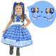 Vestido bebé niña vintage a cuadros azules para ocasiones rurales y festivas + 2 lazos para el pelo