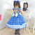 Vintage Blue Plaid Baby Girl Dress for Rural and Festive Occasions + 2 Hair Bow - Dress