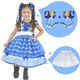 Vestido bebé niña vintage a cuadros azules para ocasiones rurales y festivas + falda filo + 2 lazos para el pelo