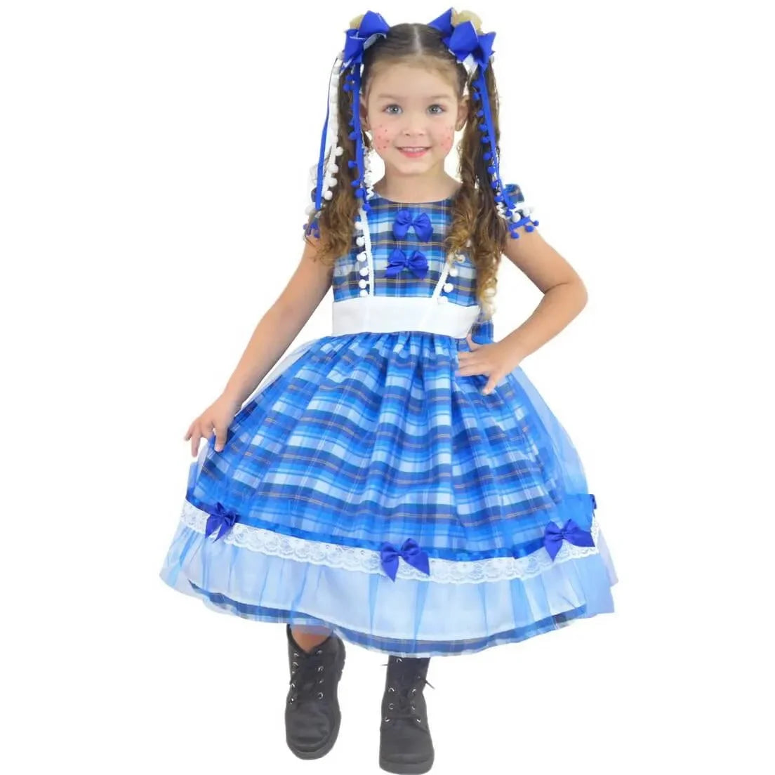 Vintage Blue Plaid Baby Girl Dress for Rural and Festive Occasions 5 US Numeric