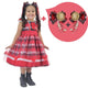 Vestido vintage de niña a cuadros rojos para ocasiones rurales y festivas + 2 lazos para el pelo