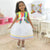 Watercolor Dress White Tule Skirt - Abc Painting o 7 + Hair Bow - Dress
