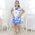 White Children’s Dress With Trapeze Blue Butterflies Girl Party - Dress