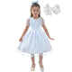 White Christening Dress with French Tulle + Hair Bow