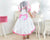 White and Pink Bride dress June Party with Veil + Pink Bolero - Dress